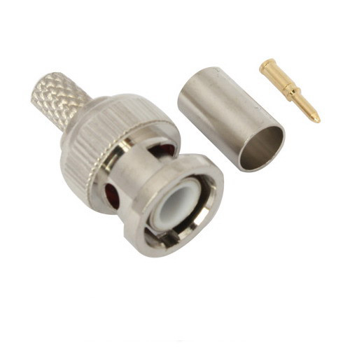 Bayonet Nut Crimp on Male BNC Coaxial Cable Connector 3 Pieces for CCTV Wiring